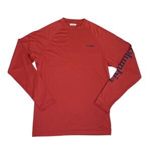 Columbia PFG Terminal Dri-Fit Red Tackle UPF Fish Flag Long Sleeve Shirt Small